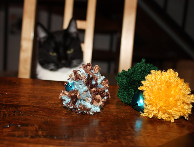 diy pom pom cat toy